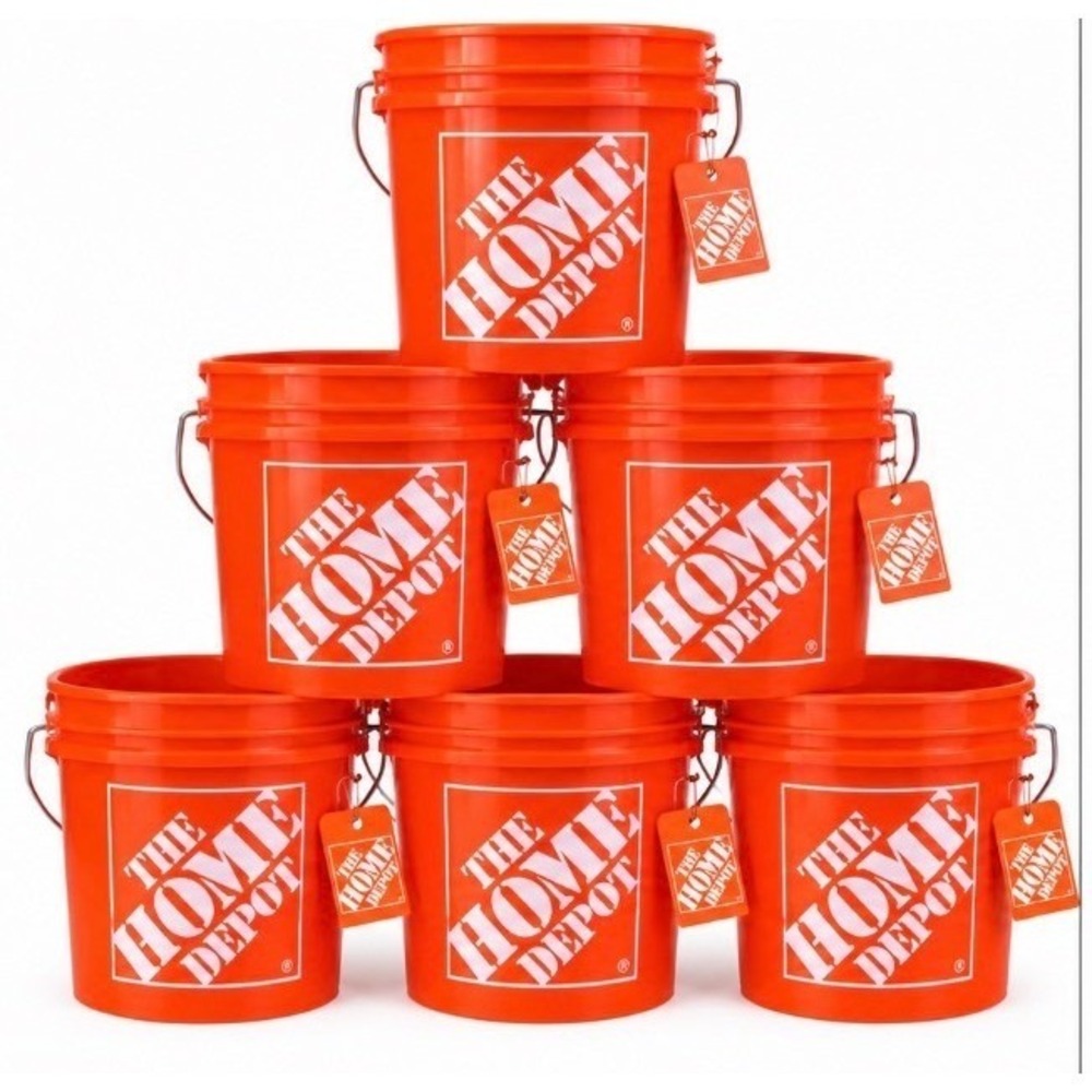 6 Home Depot Mini Bucket Ornament 3.75" Orange Pail Home Accents Christmas NEW